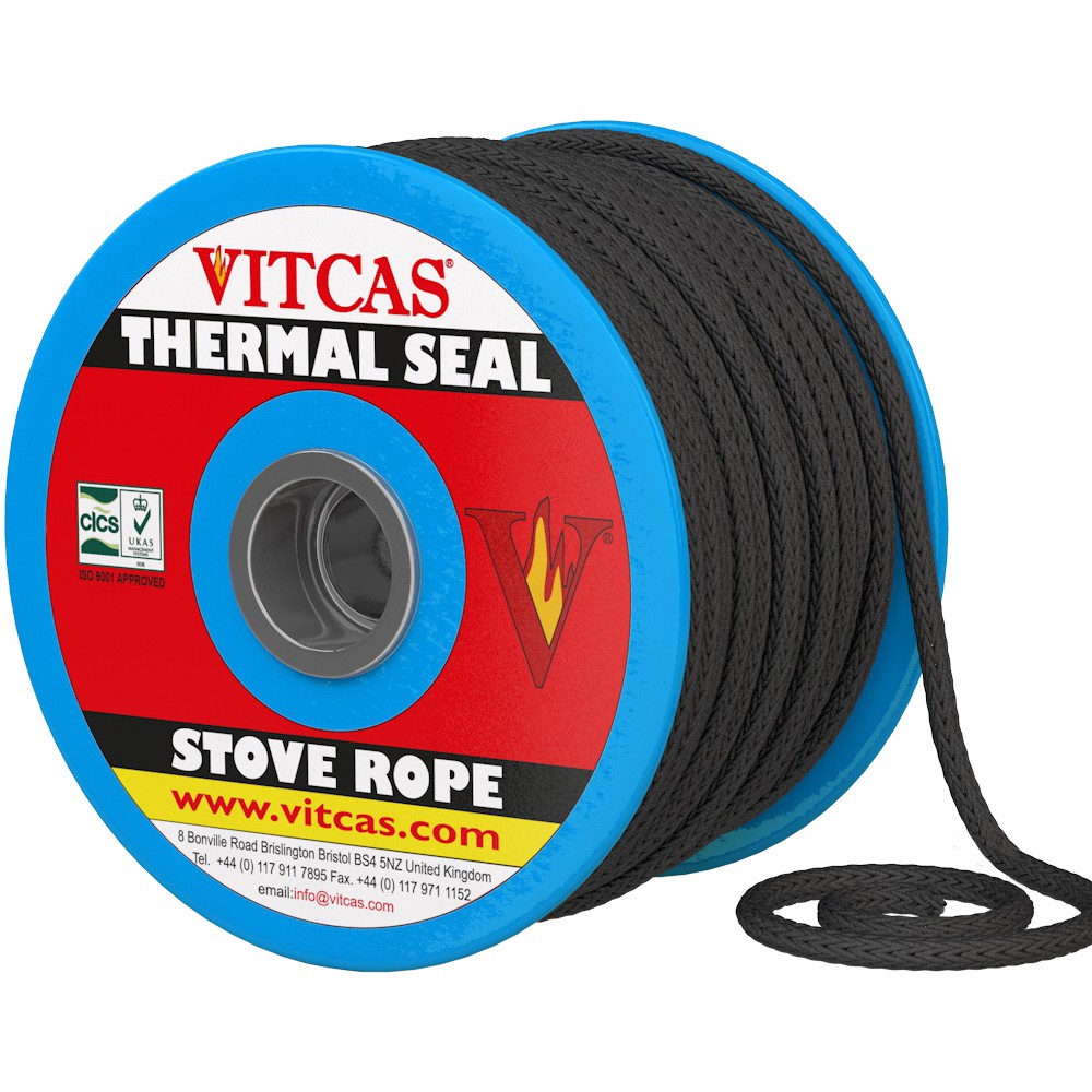 Black Vitcas stove rope for compatible door seals